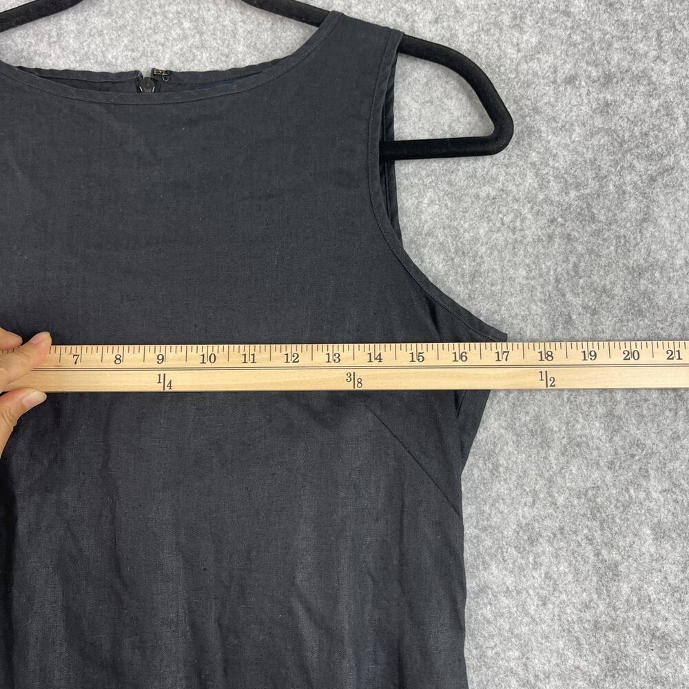 Vintage Ann Taylor Linen Dress Womens 10P Black Sleeveless Slits Minimal Modest - Picture 6 of 12